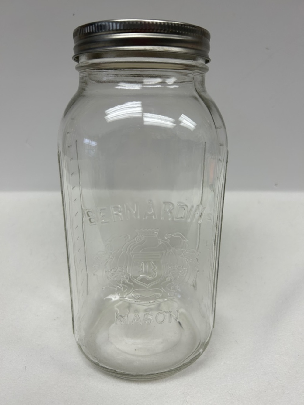 BERNARDIN 9.5”  wide mouth clear glass 56 oz mason jar